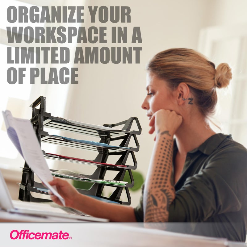 Officemate Recycled Desk Tray, Side Load, 15 1/8 x 8 7/8 x 15, Letter/A4, 6/PK (26212) - Image 2